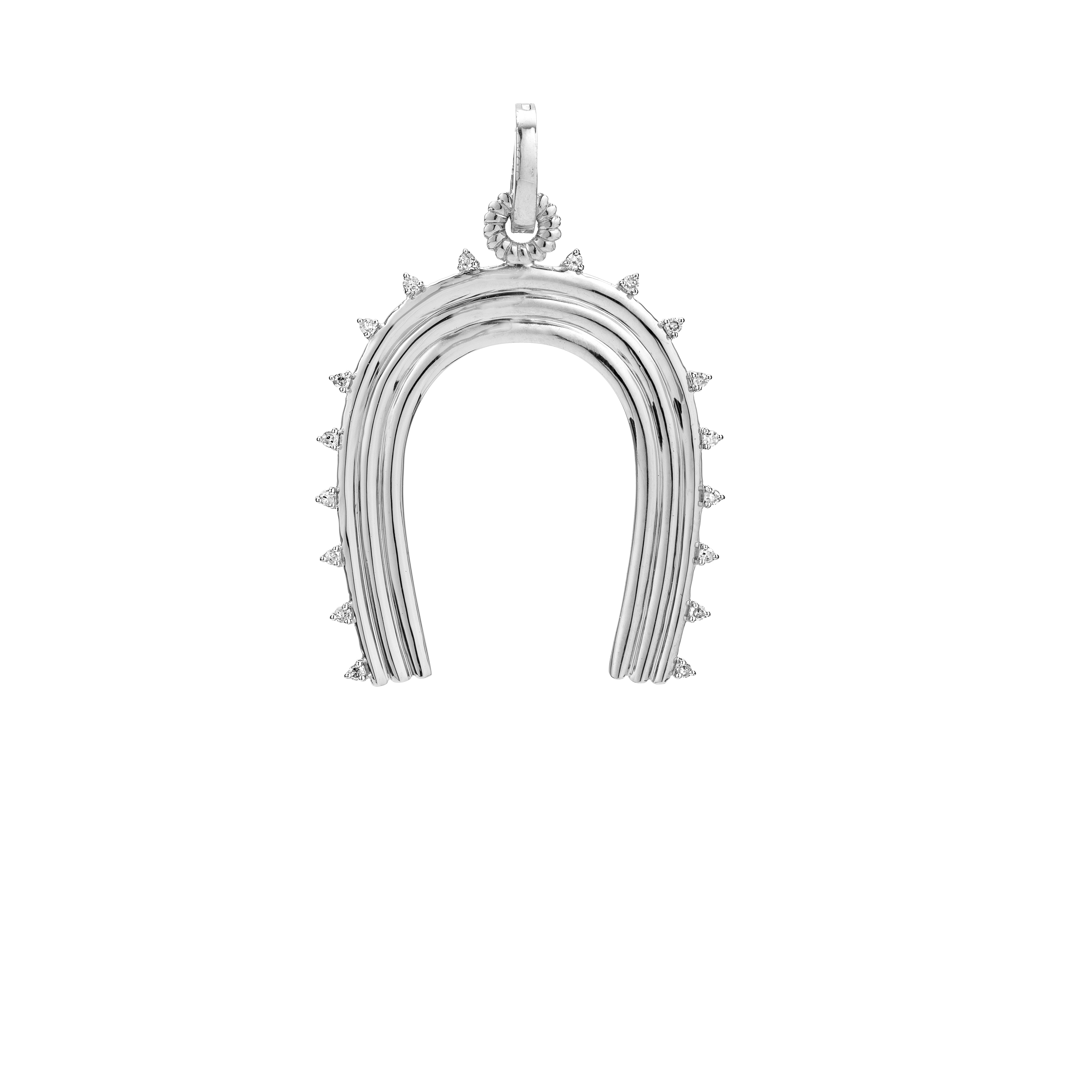 Groovy XL Diamond Horseshoe Hinged Charm in Sterling Silver