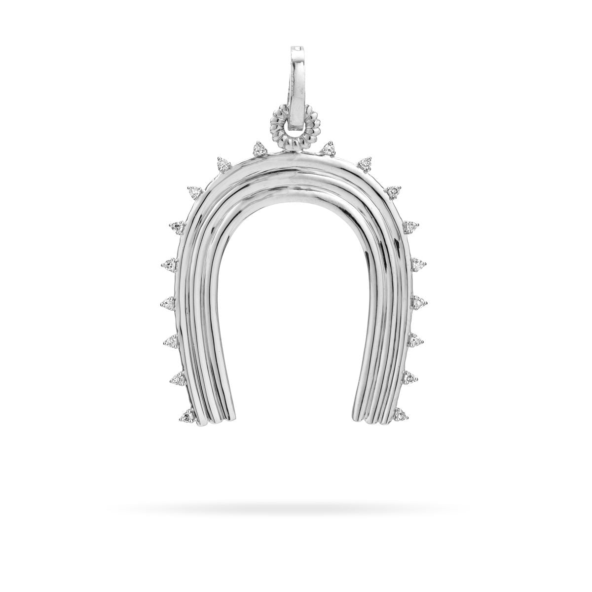 XL Groovy Diamond Horseshoe Hinged Charm in Sterling Silver