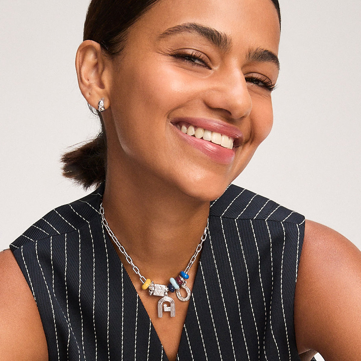 Zodiac Block Big Bead Seed Pearl Necklace