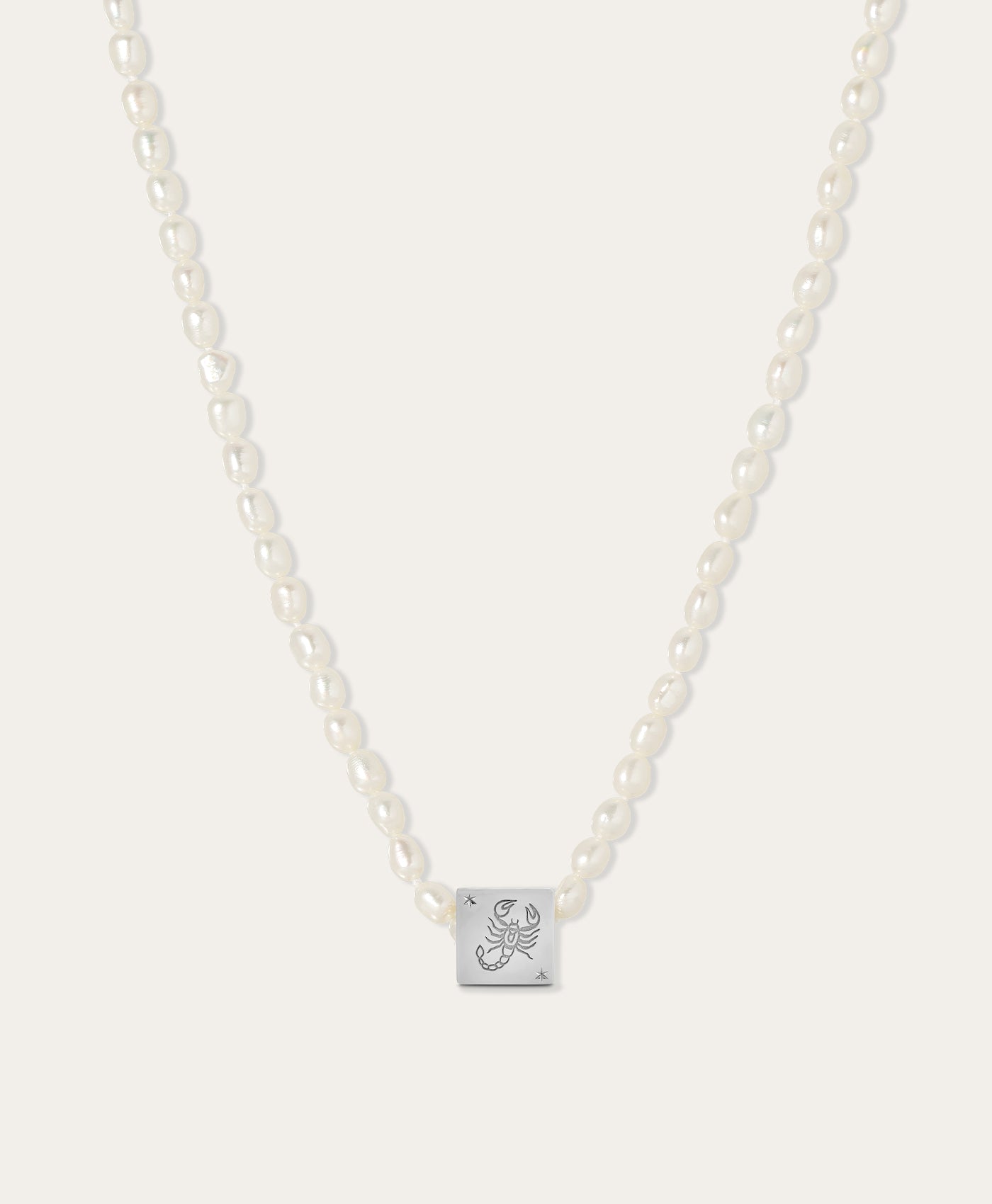 Zodiac Block Big Bead Seed Pearl Necklace