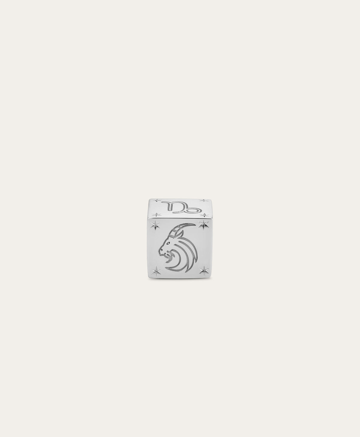 Zodiac Capricorn Block Big Bead in Sterling Silver