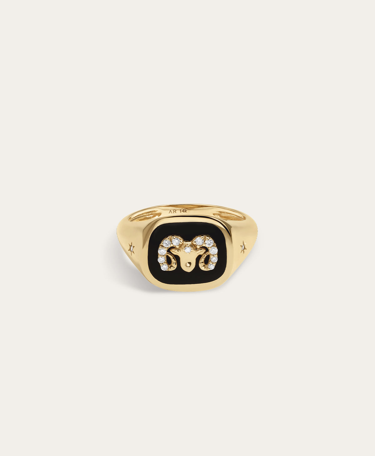 Zodiac Ceramic + Diamond Aries Signet Ring