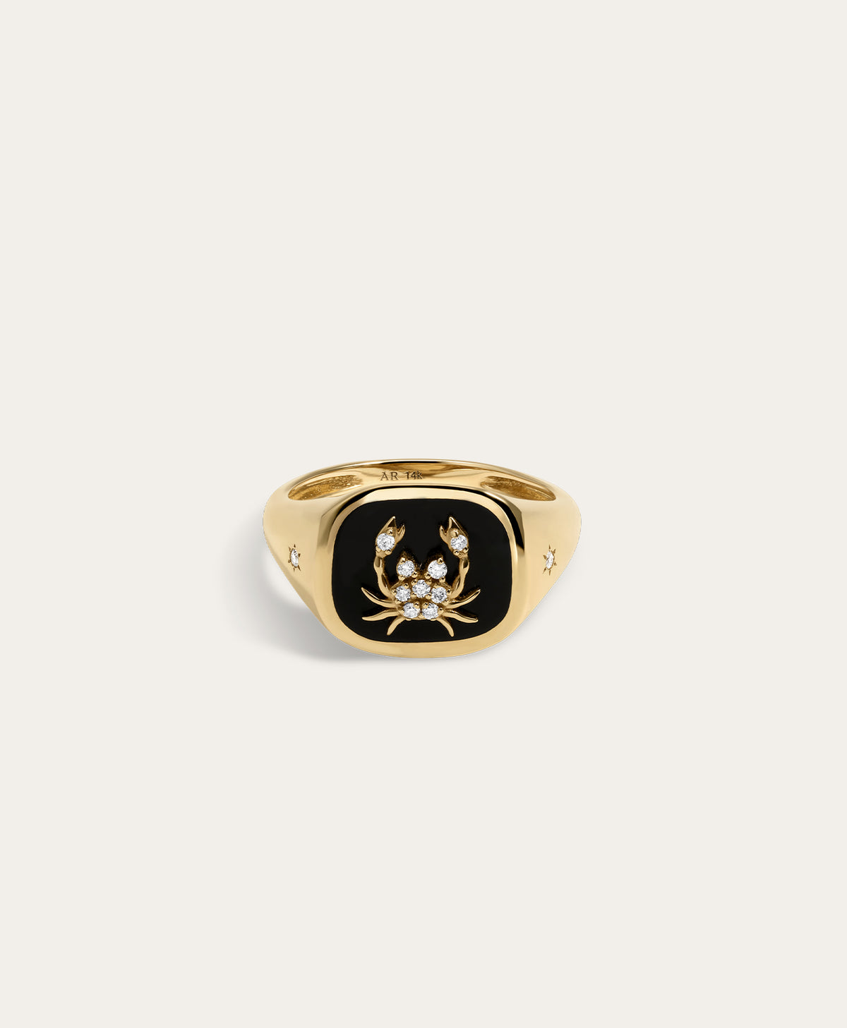 Zodiac Ceramic + Diamond Cancer Signet Ring
