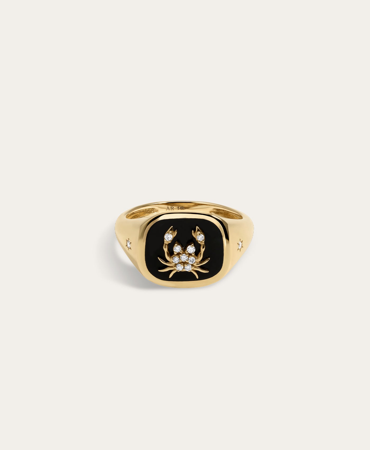 Zodiac Ceramic + Diamond Cancer Signet Ring
