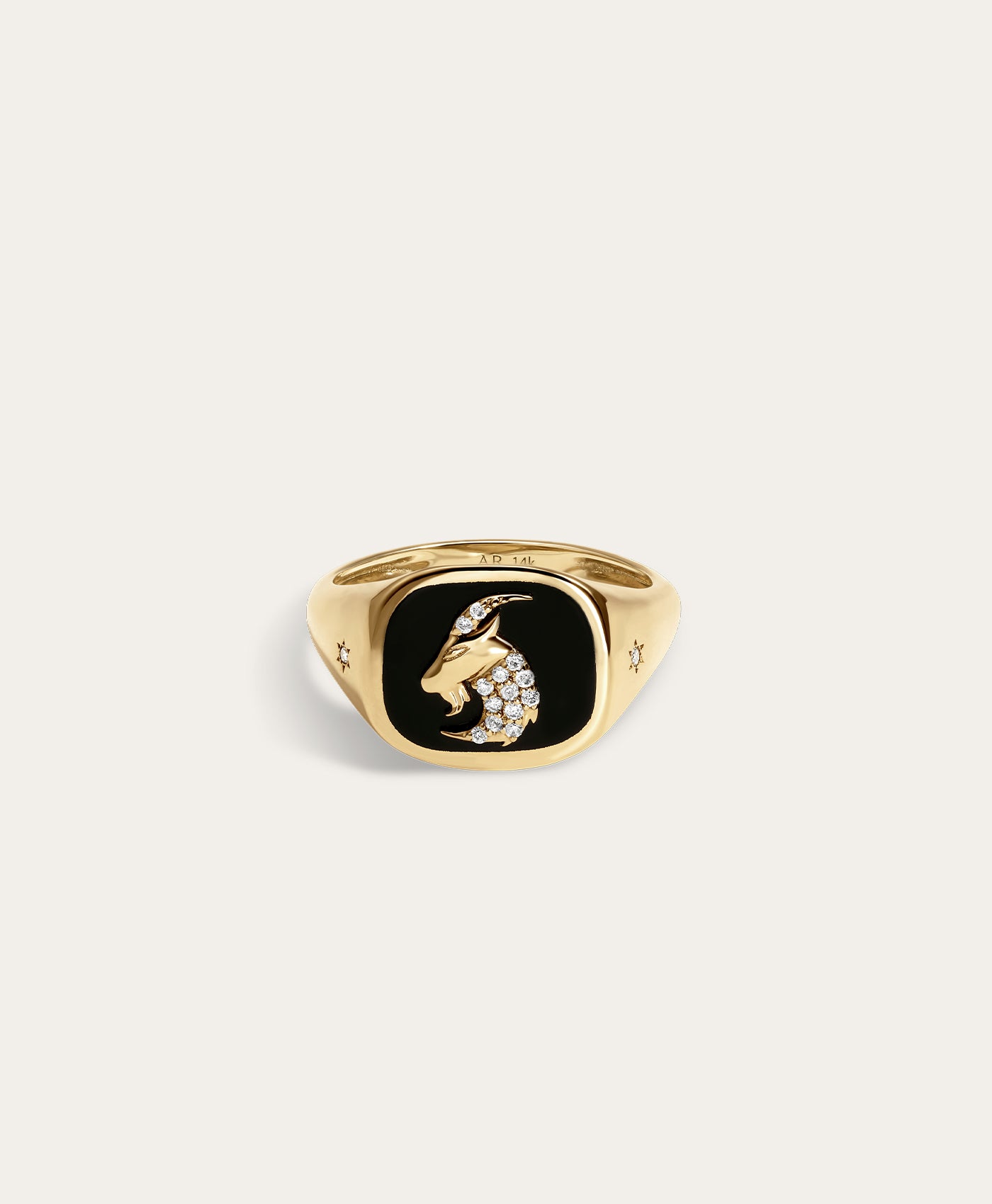 Zodiac Ceramic + Diamond Capricorn Signet Ring