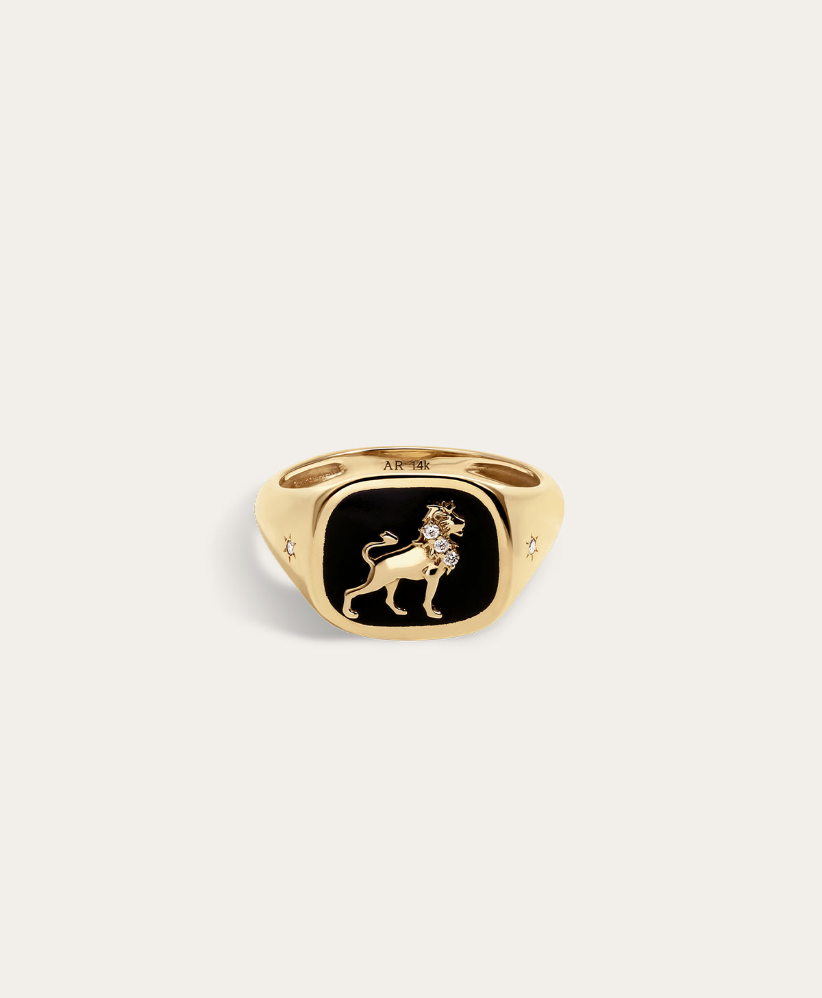 Zodiac Ceramic + Diamond Leo Signet Ring