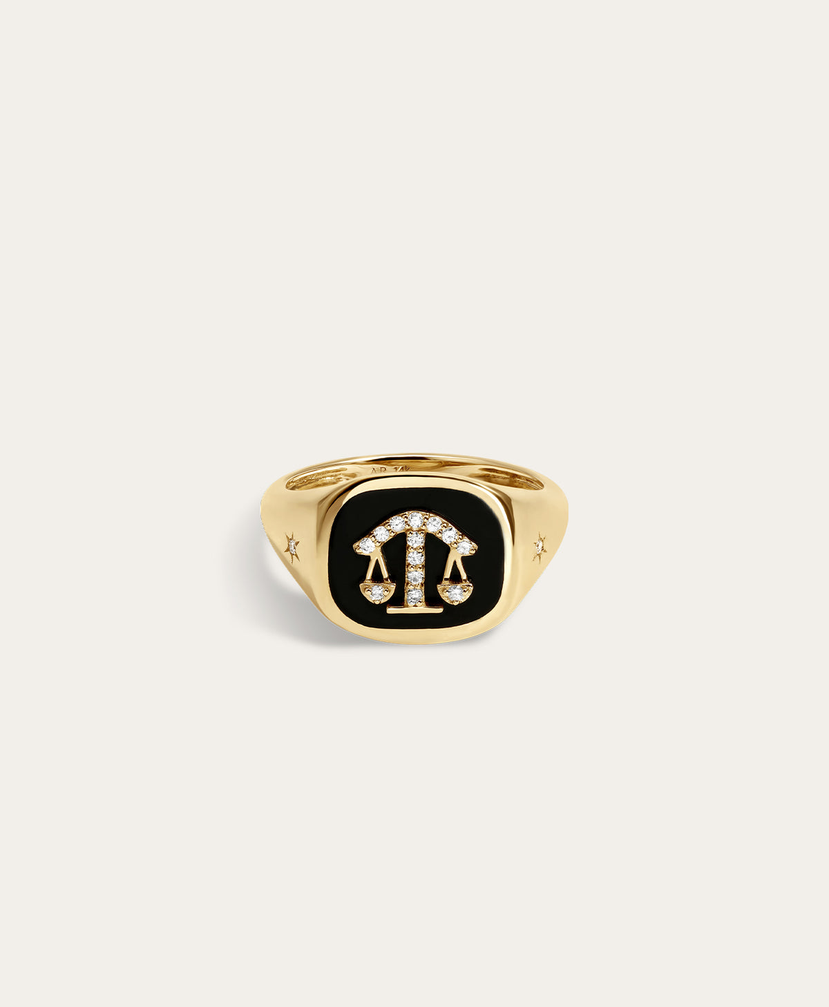 Zodiac Ceramic + Diamond Libra Signet Ring