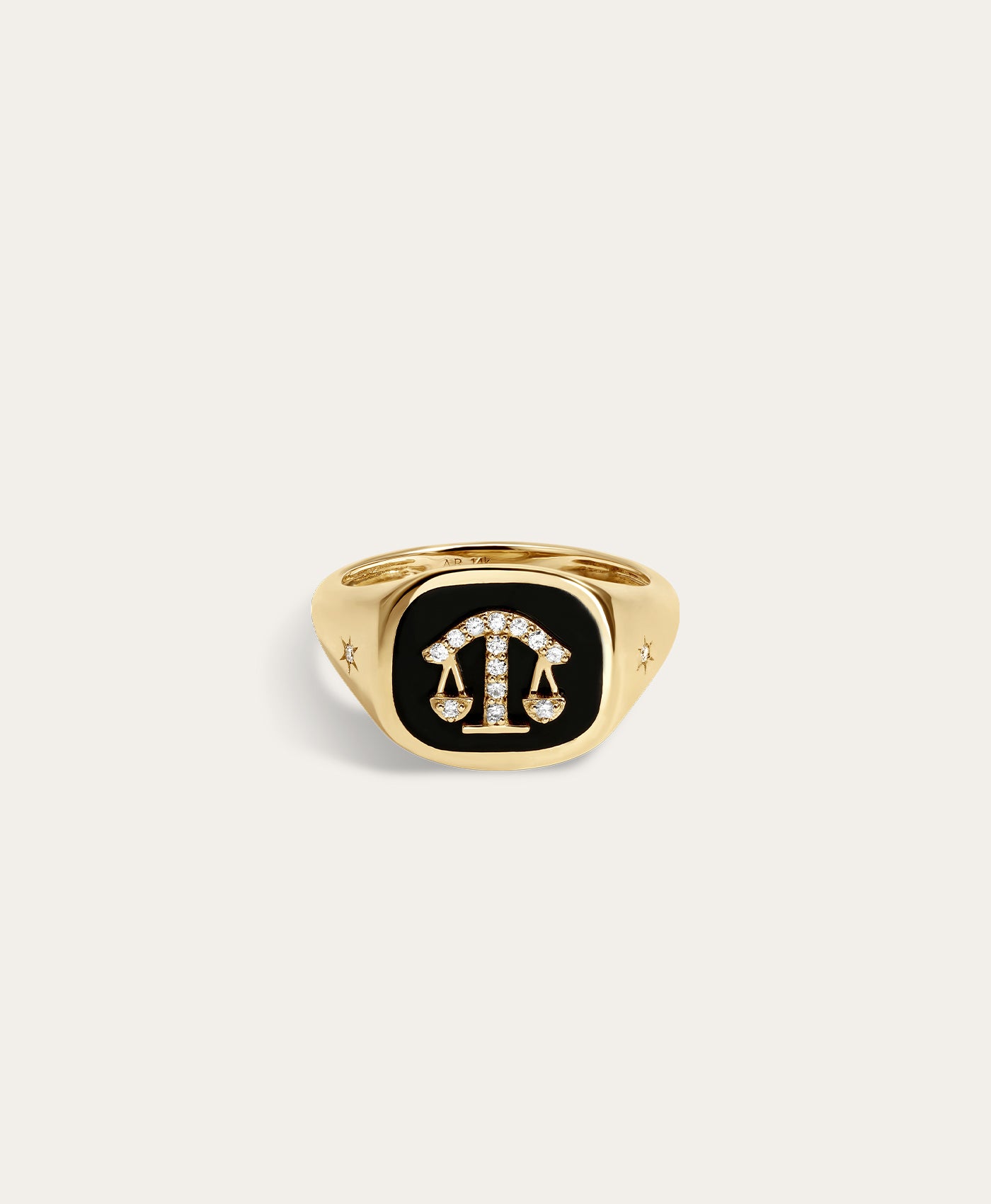 Zodiac Ceramic + Diamond Libra Signet Ring