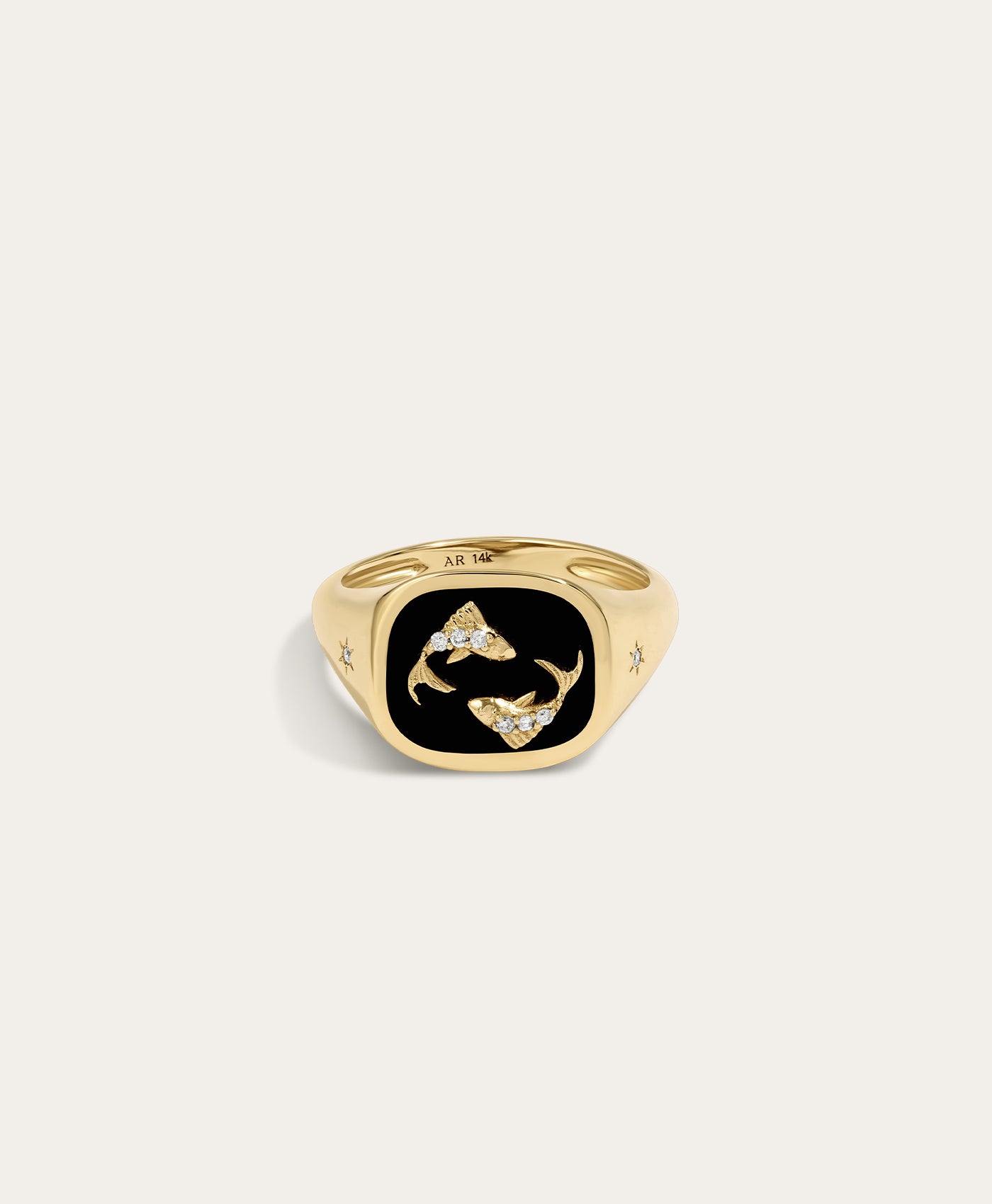 Zodiac Ceramic + Diamond Pisces Signet Ring