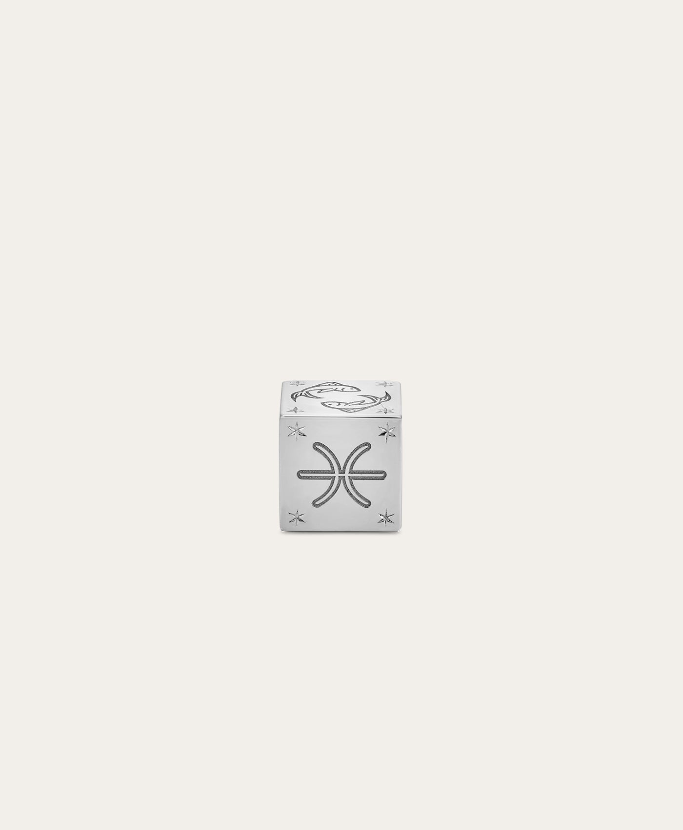 Zodiac Pisces Block Big Bead in Sterling Silver