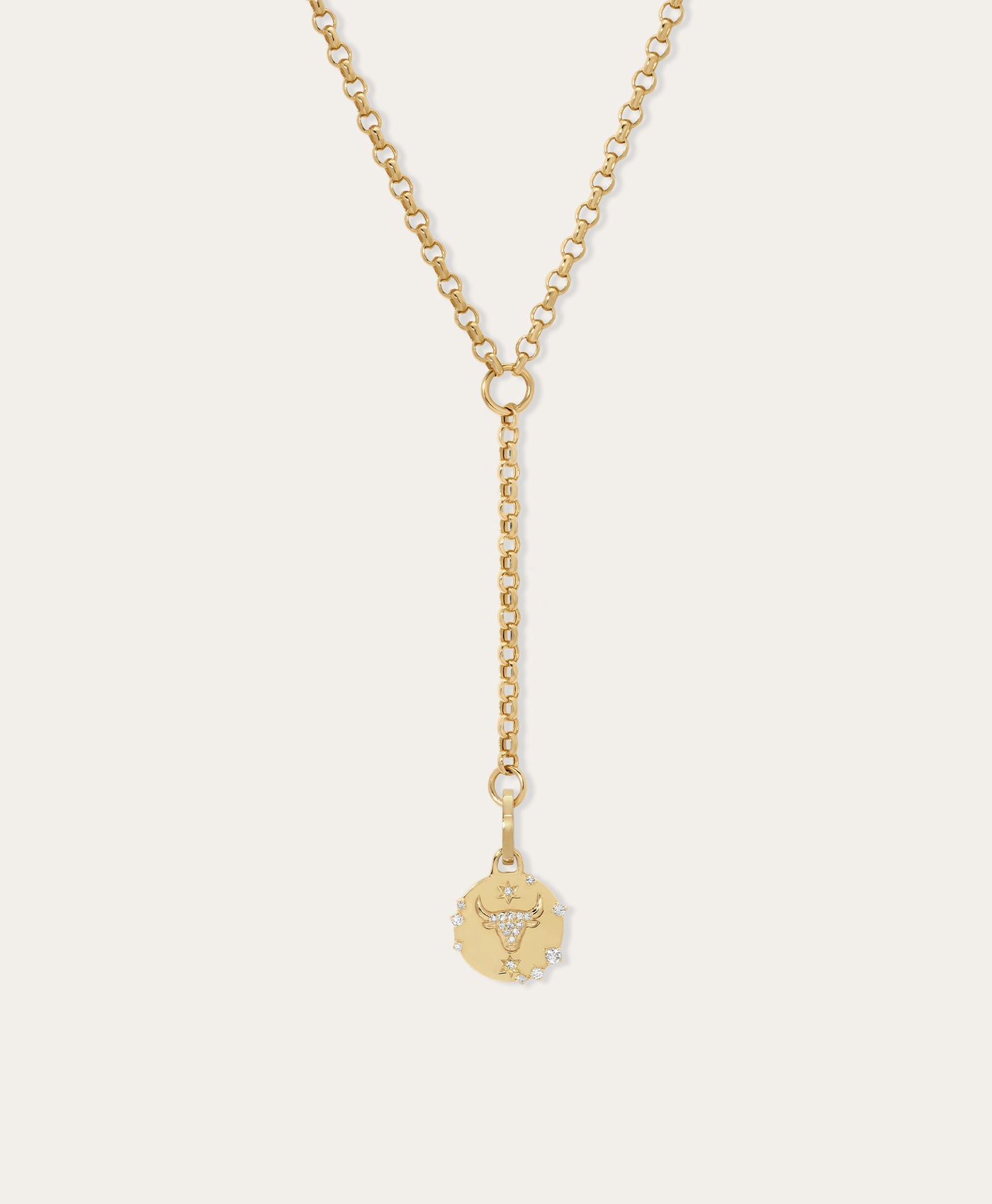 Zodiac Rolo Lariat Necklace in 14k Gold | Adina Reyter