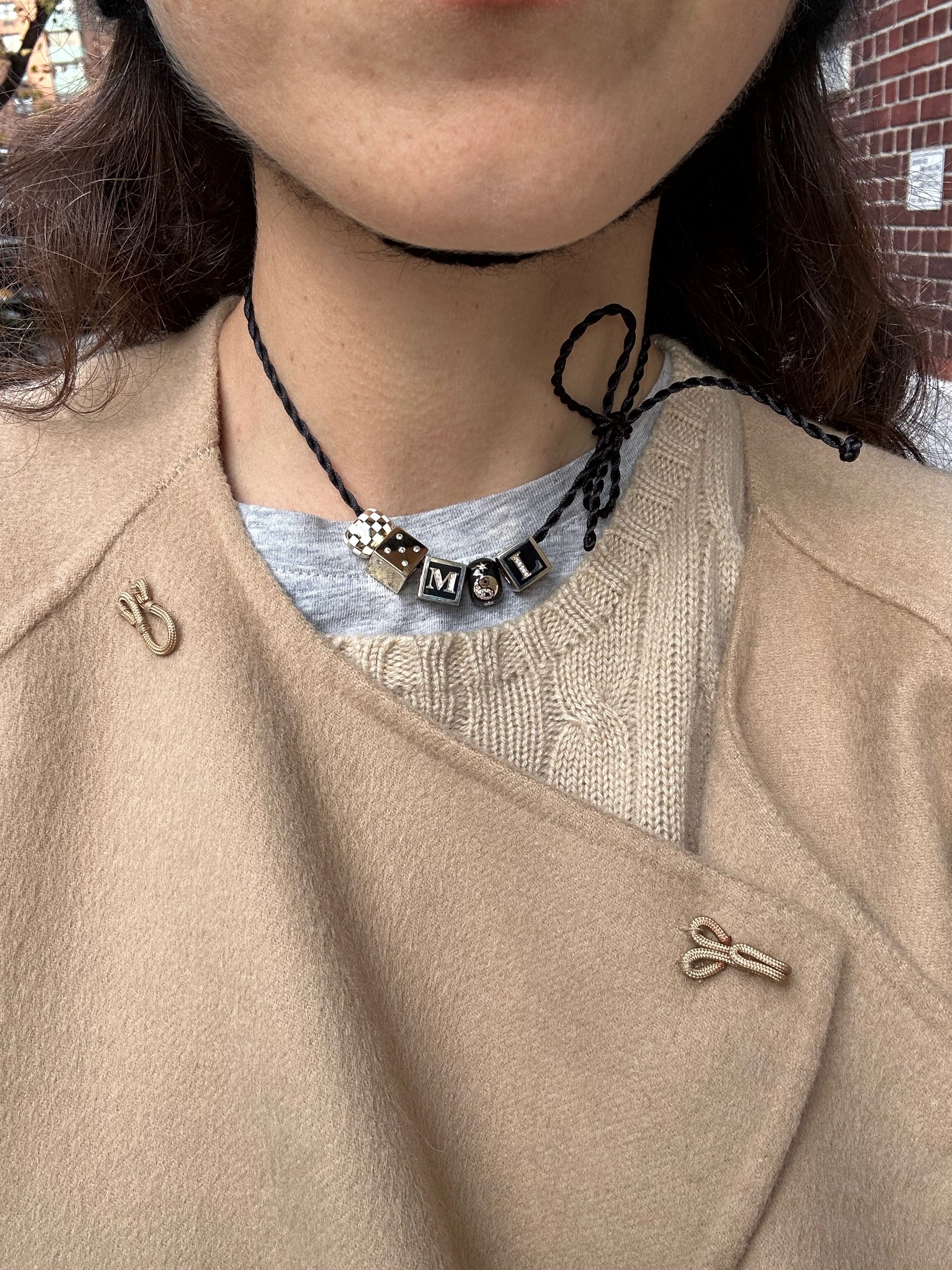【HYERES LOR】22FW★ Remidi Rattan SV(Y) M Necklace 60CM Pretty Woman long necklace Large model in 18k pink gold and