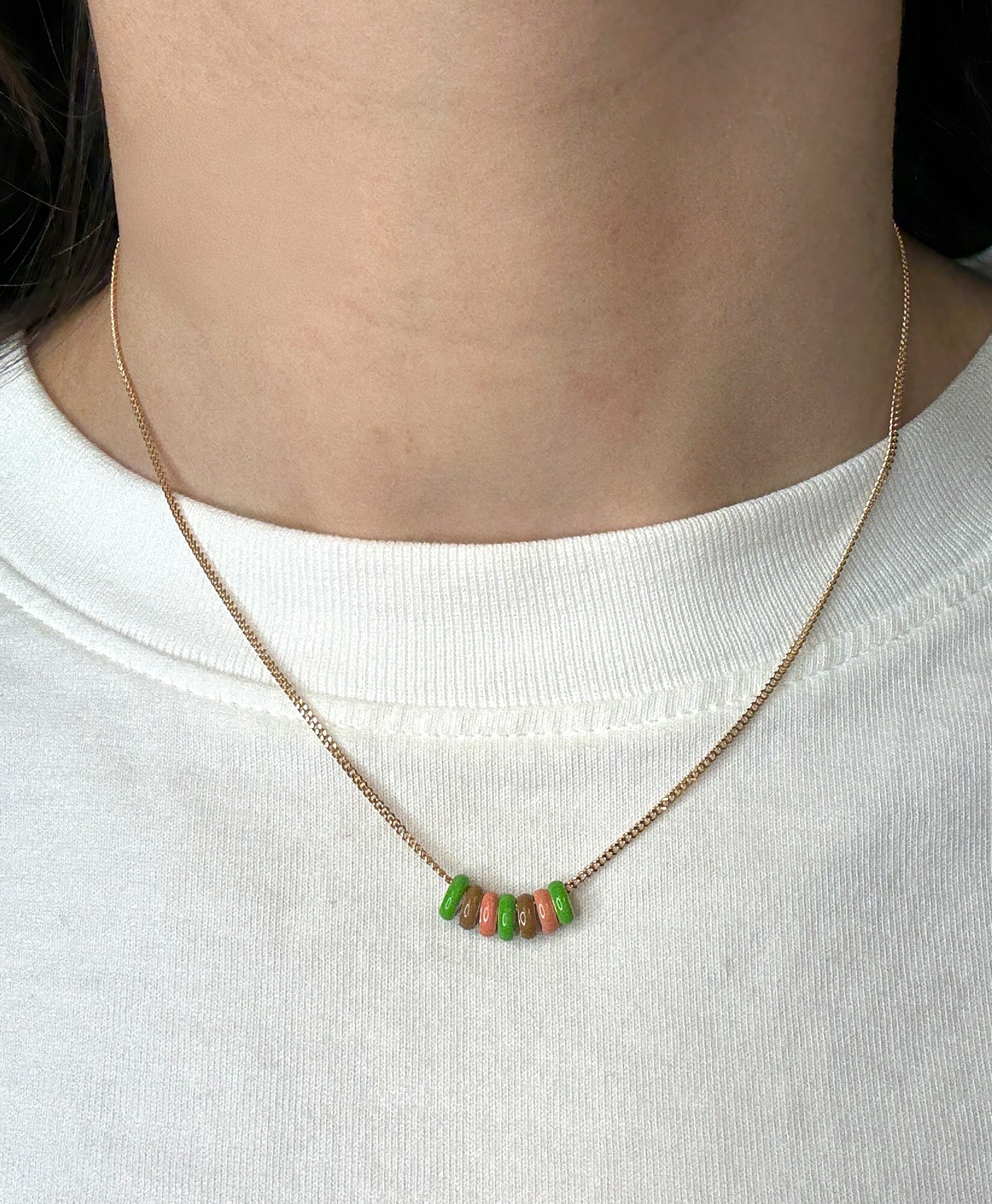 One of a Kind Desert Enamel Mini Bead Necklace