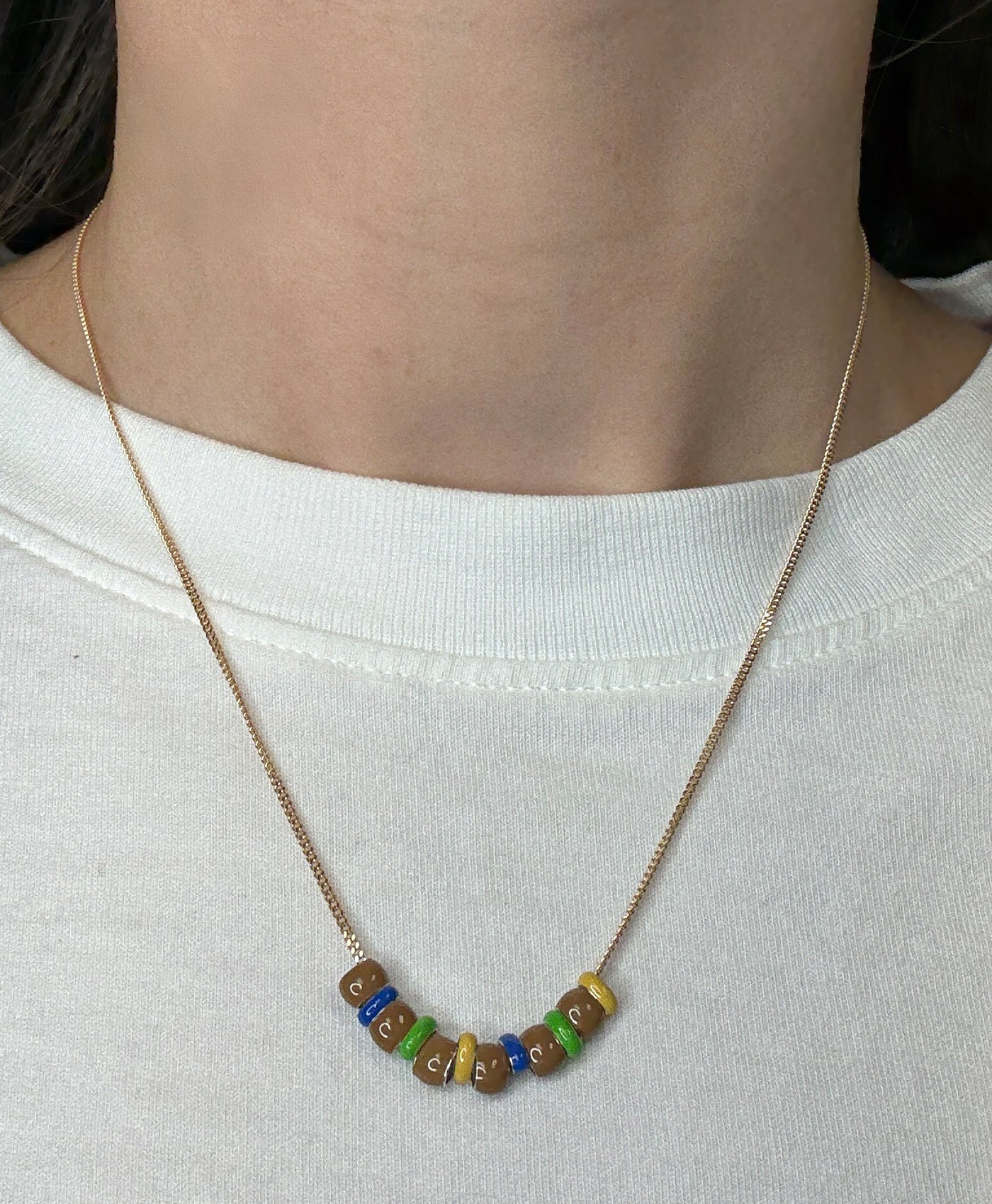 One of a Kind Woodland Enamel Mini Bead Necklace