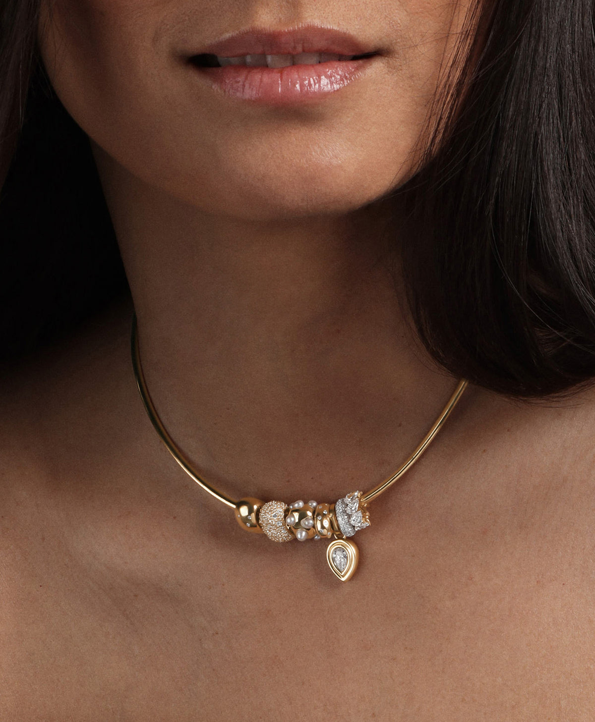 Groovy Diamond Pear Hinged Charm - Lab Grown