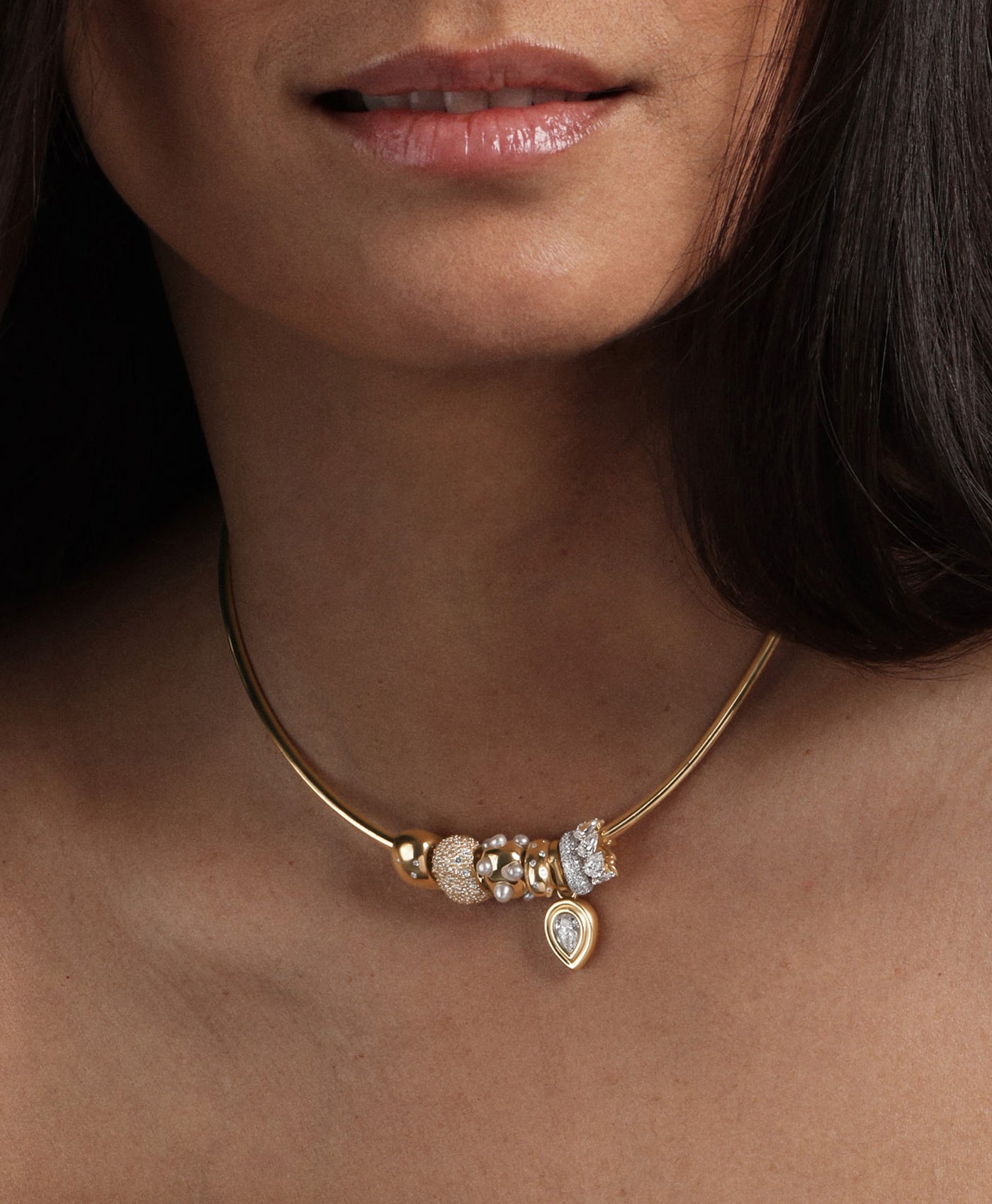 Groovy Diamond Pear Hinged Charm - Lab Grown