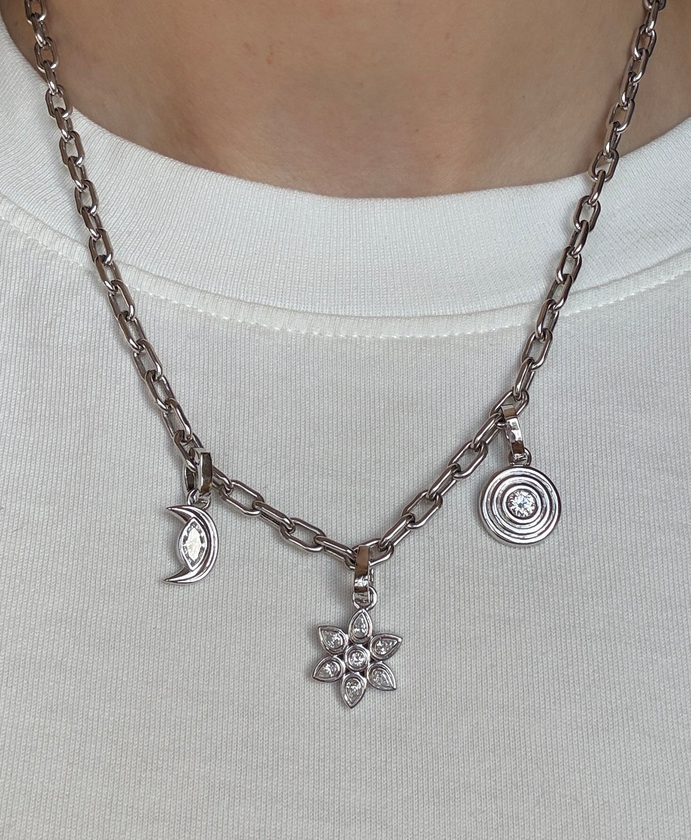 One of a Kind Groovy Round Hinged Charm in Sterling Silver - Lab Grown