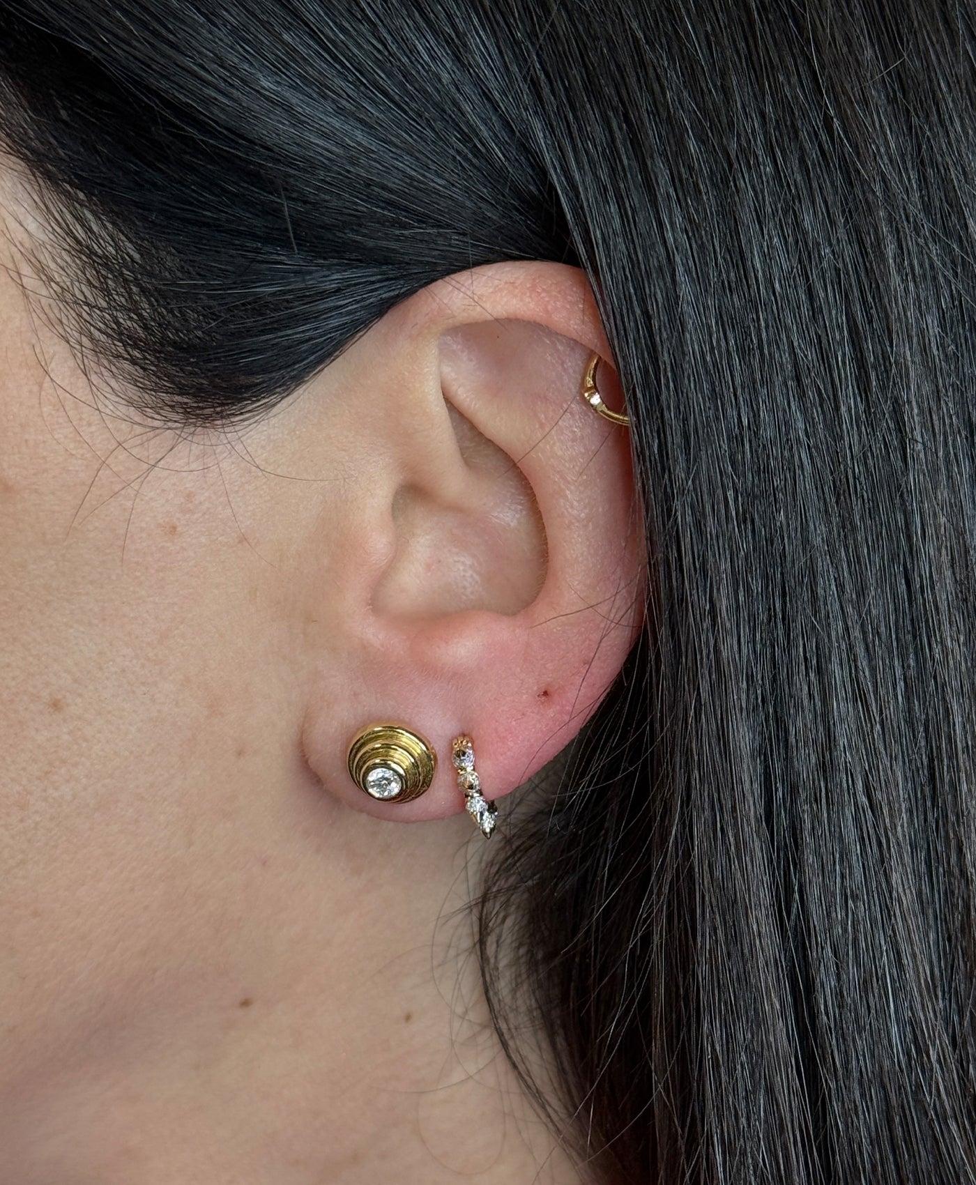 One Of A Kind Groovy Round Half-Dome Stud Earring - Lab Grown