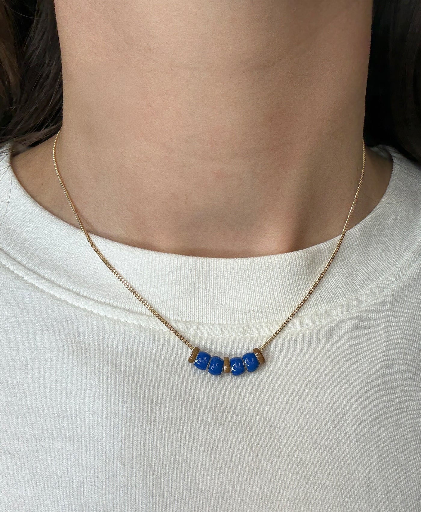 One of a Kind Sand + Sea Enamel Mini Bead Necklace