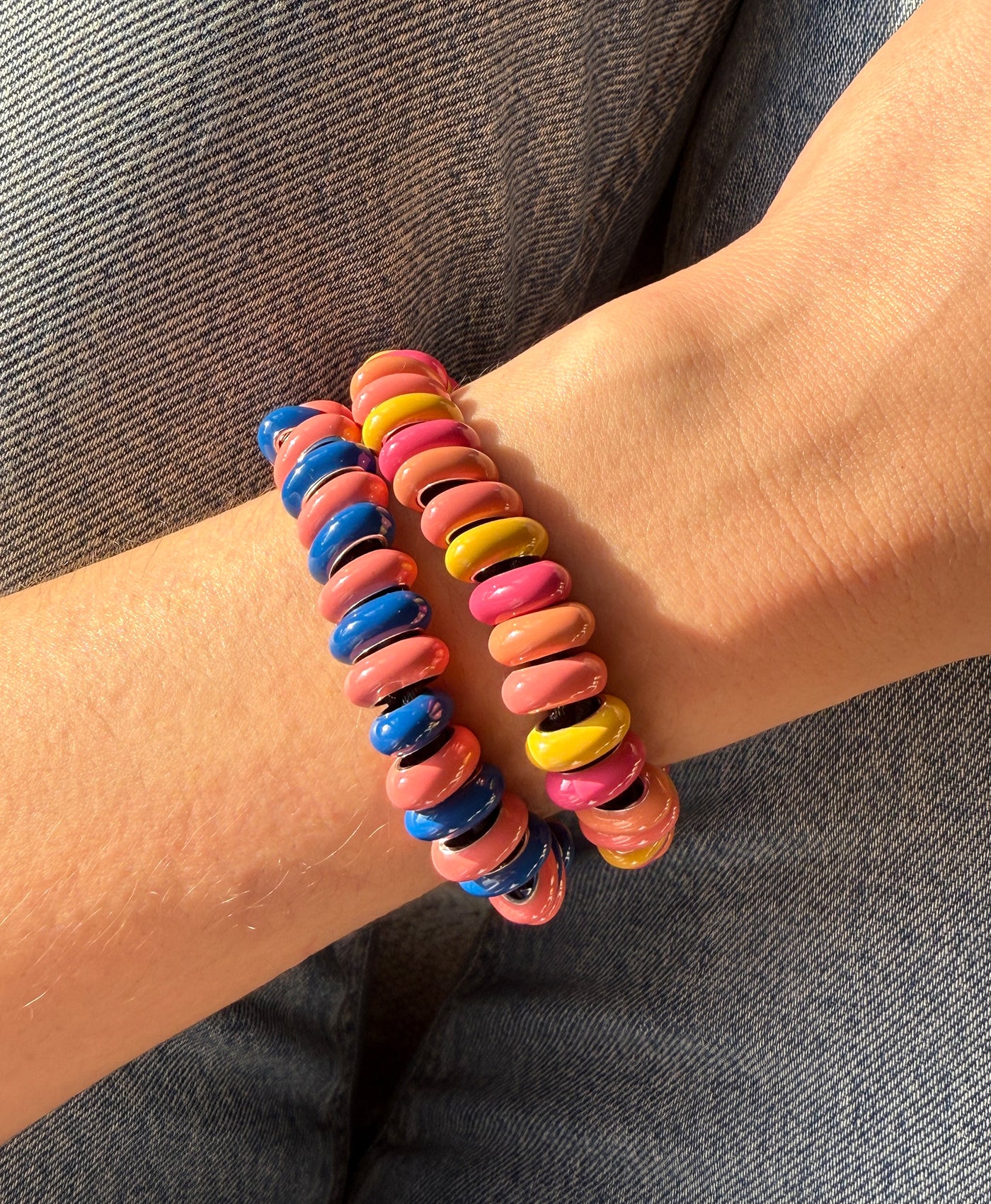 One of a Kind Sunrise Full Enamel Big Bead Bracelet