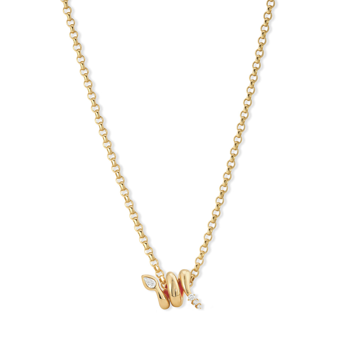 Diamond Snake Wrap Big Bead Necklace - Lab Grown