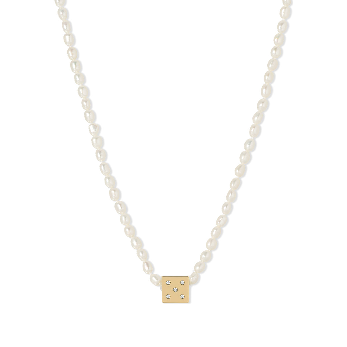 Diamond Dice Big Bead Seed Pearl Necklace