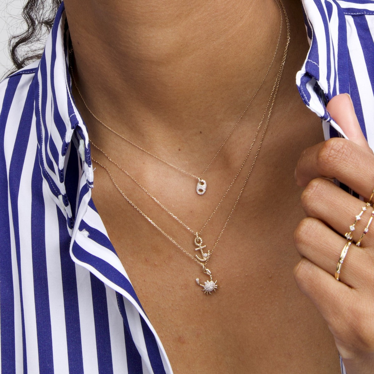 Tiny Diamond Anchor Necklace