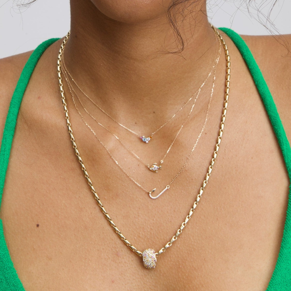 Diamond fish hook on sale necklace