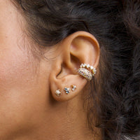 Wide Pavé Diamond + Iridescent Gemstone Ear Cuff