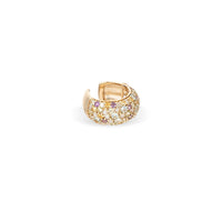 Wide Pavé Diamond + Iridescent Gemstone Ear Cuff