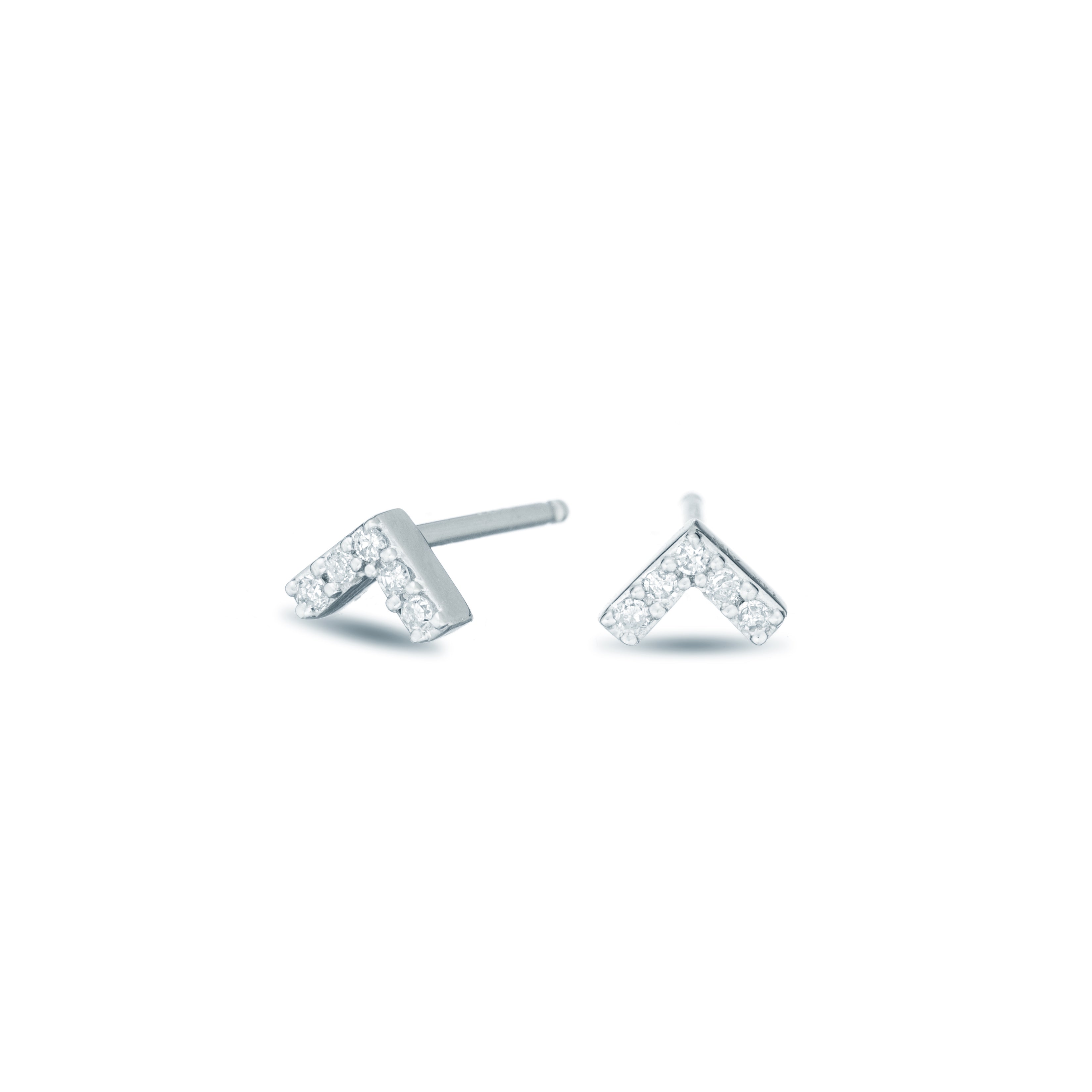 Tiny Silver Chevron Stud Earrings