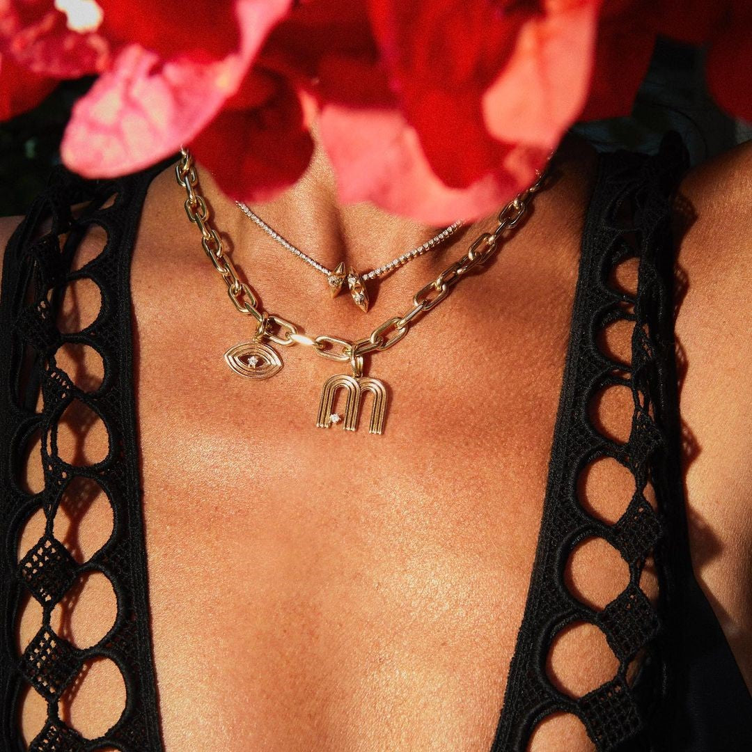 5.3mm Groovy Italian Chain Initial Necklace - Adina Reyter
