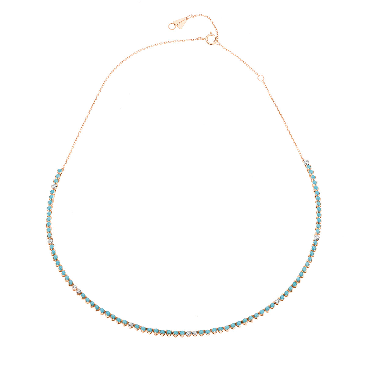 Turquoise + Diamond Half Riviera Necklace