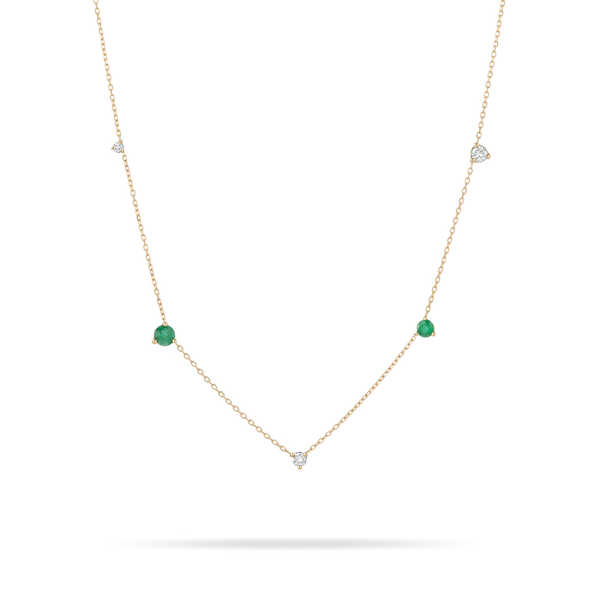 Emerald + Diamond Amigos Station Necklace