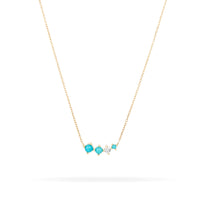 Graduated Turquoise + Diamond Curve Necklace