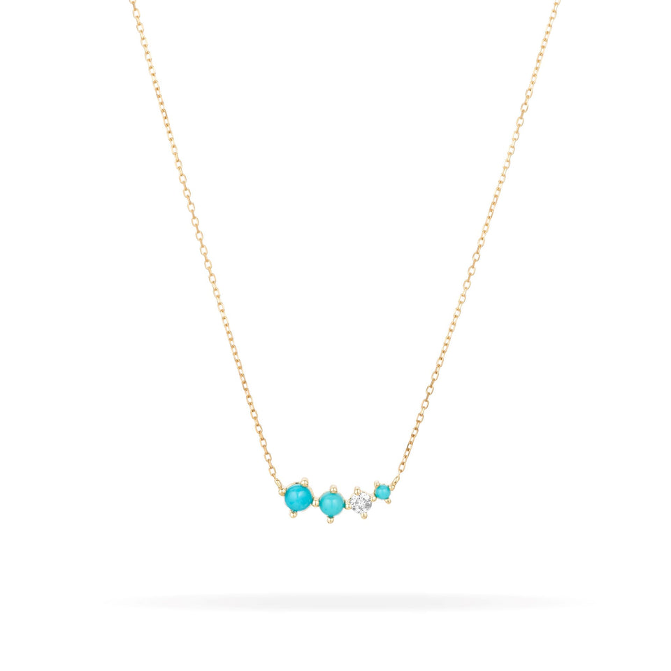 Graduated Turquoise + Diamond Curve Necklace