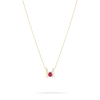 Tiny Ruby + Diamond Crab Necklace
