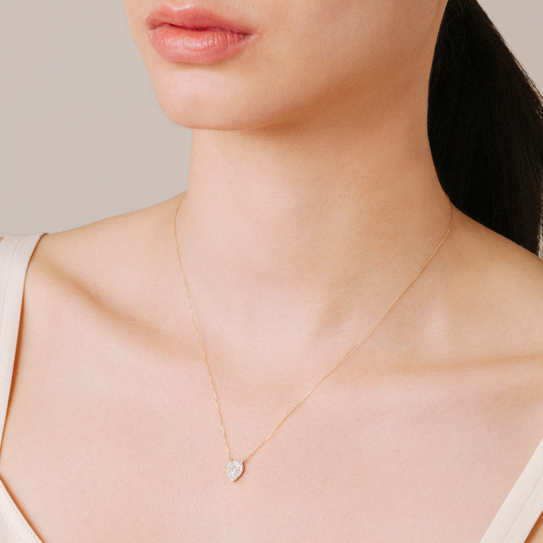 Pave Water Drop Chain Necklace Y14 | Morley