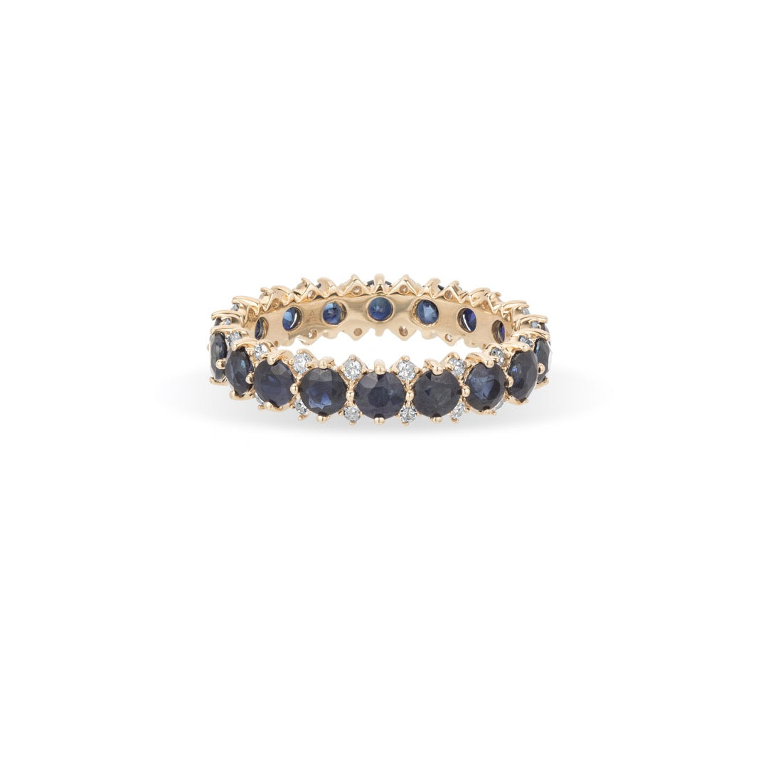 Sapphire + Diamond Rounds Eternity Ring