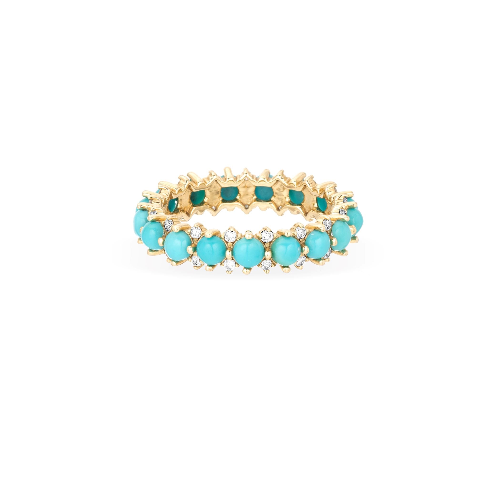Turquoise + Diamond Rounds Eternity Ring