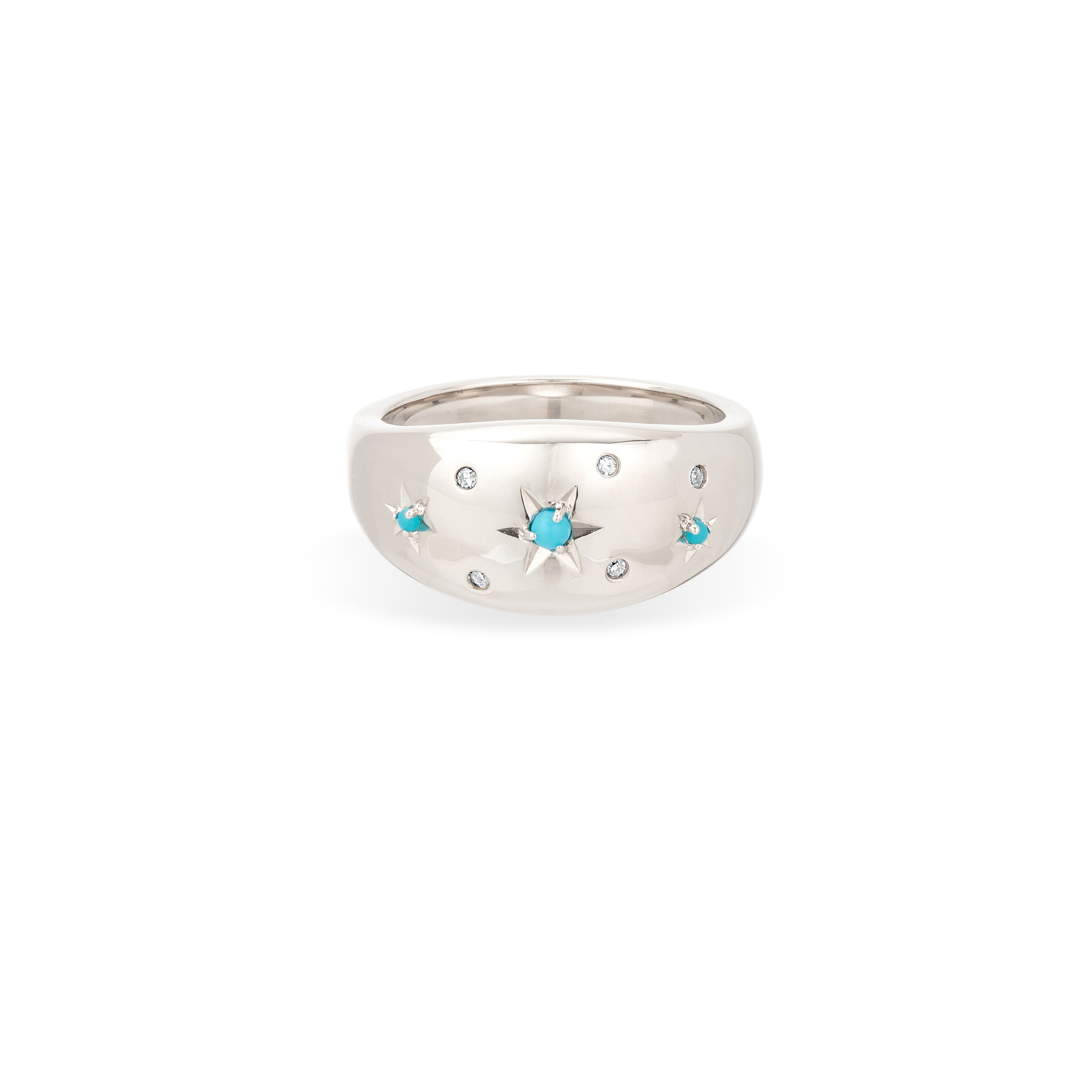 Celestial Turquoise + Diamond Large Dome Ring