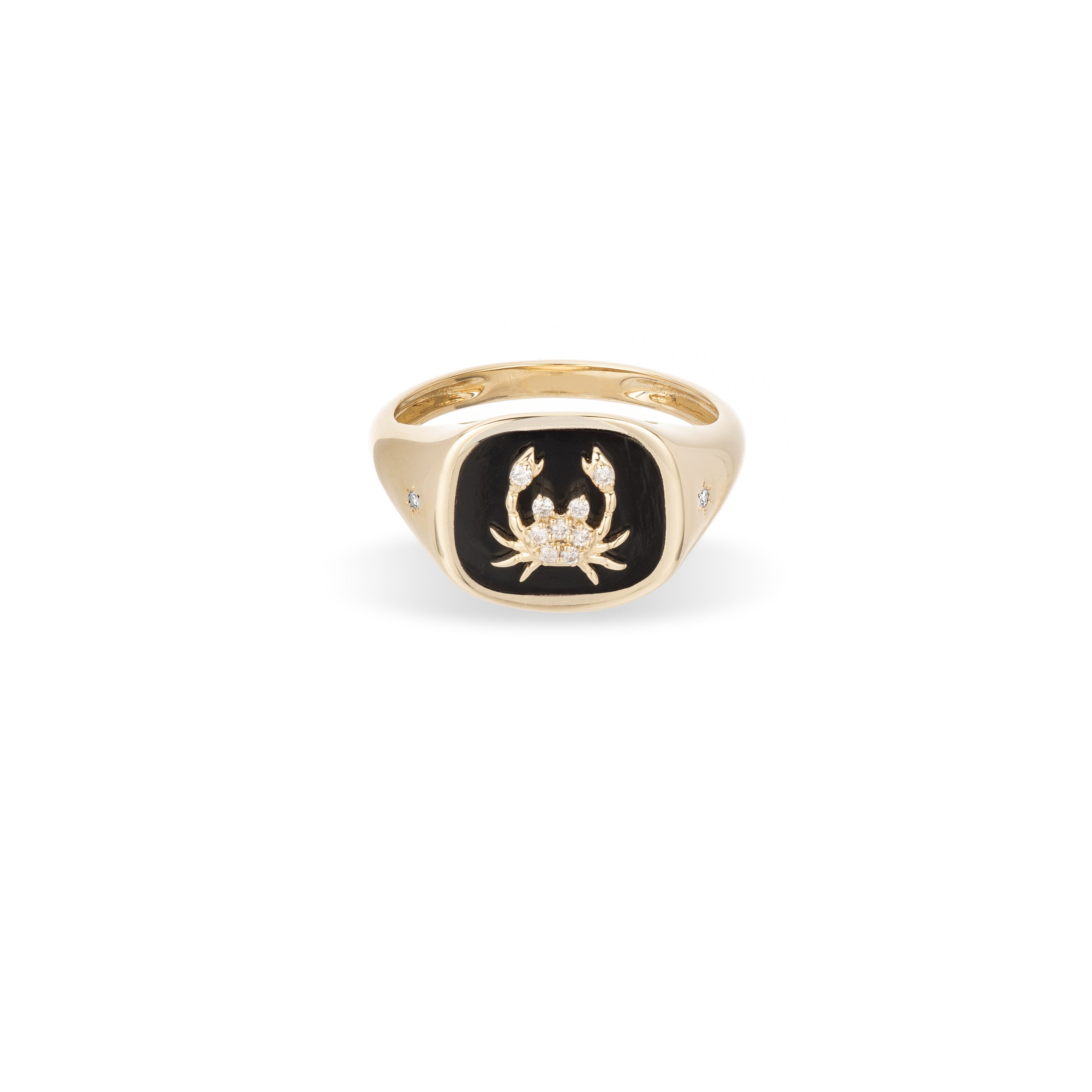 Zodiac Ceramic + Diamond Cancer Signet Ring