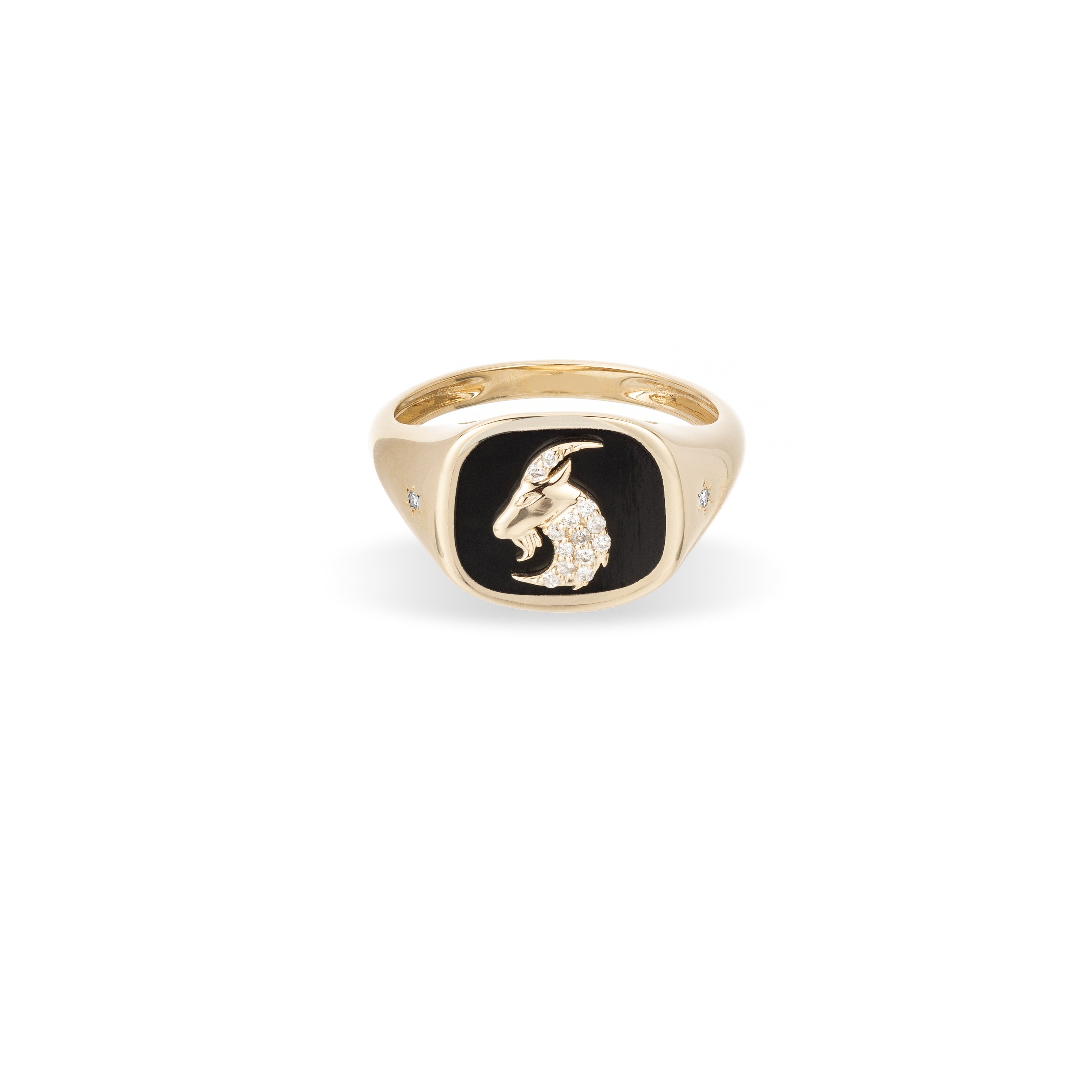 Zodiac Ceramic + Diamond Capricorn Signet Ring