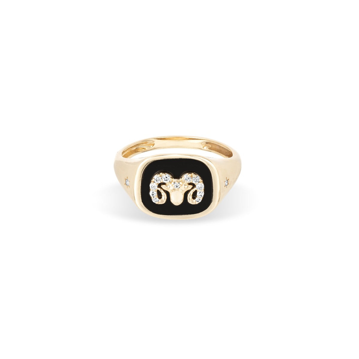 Zodiac Ceramic + Diamond Aries Signet Ring