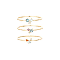 Diamond + Gemstone Bubbles Ring Set of 3