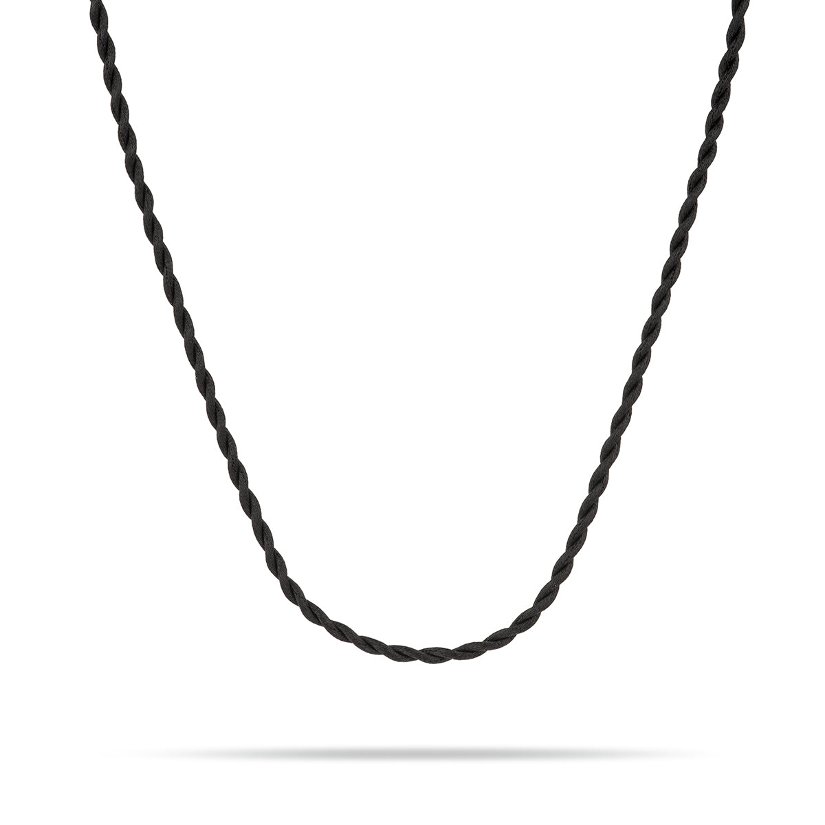 Twisted Braid Black Satin Cord Necklace