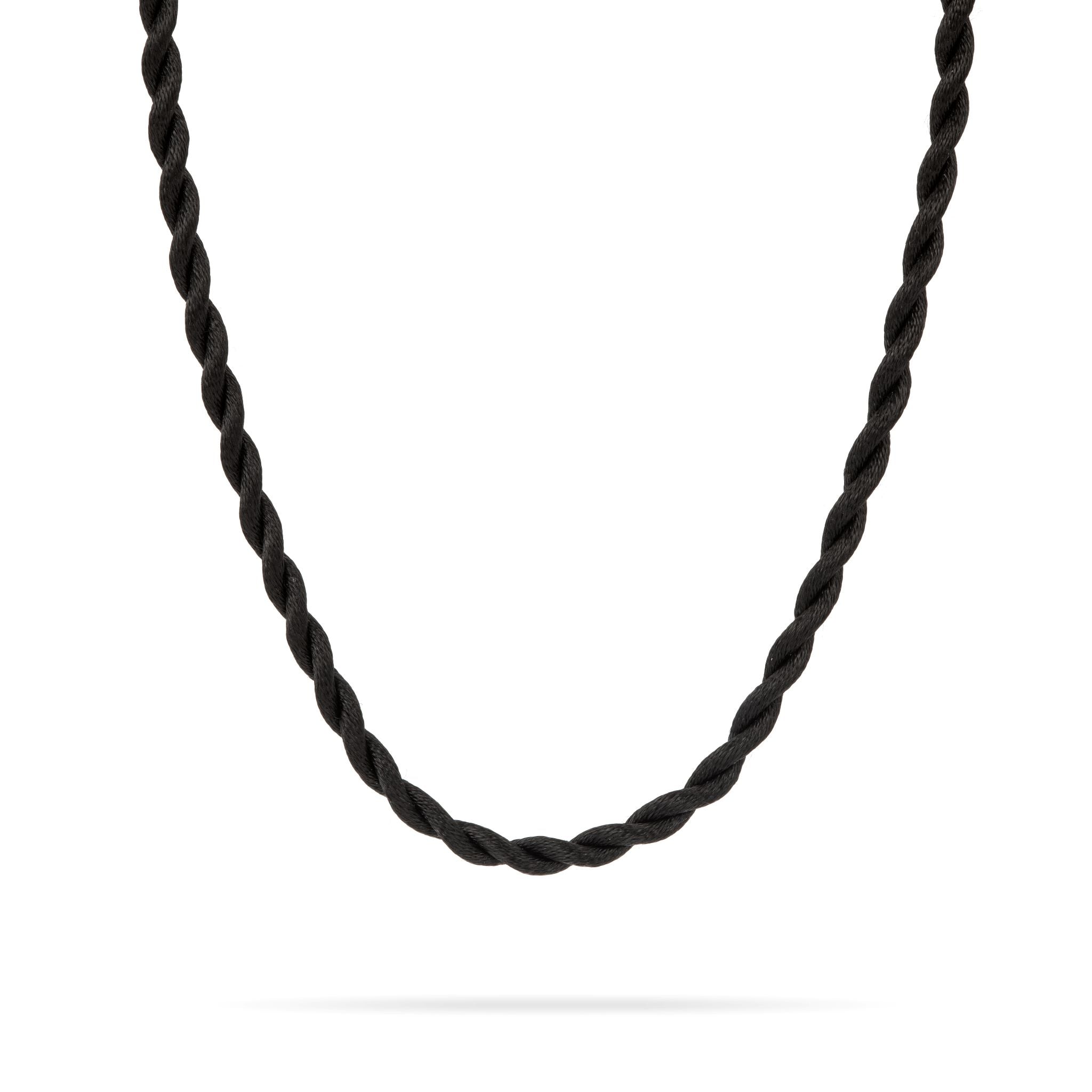 Chunky Twisted Black Silk Cord Necklace