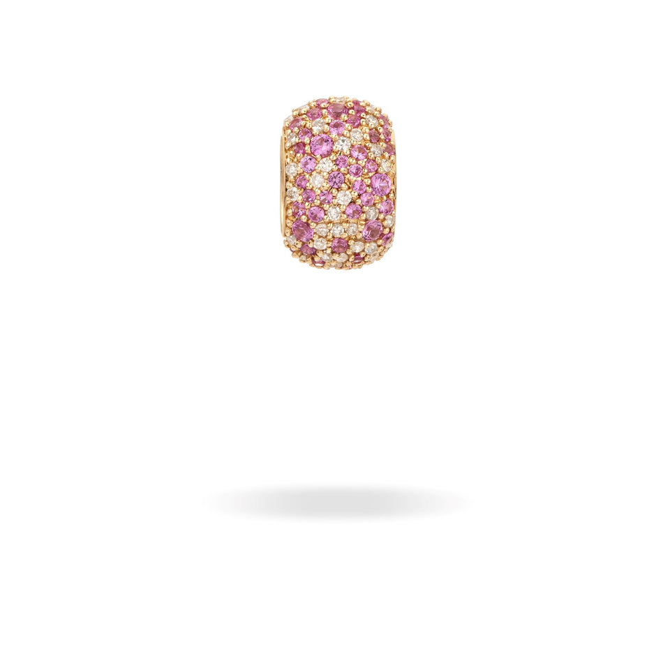 Wide Pink Sapphire + Diamond Pavé Big Bead